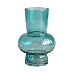 Bloemenvaas Petrol Handgeblazen - H 21 X D 13,5 Cm