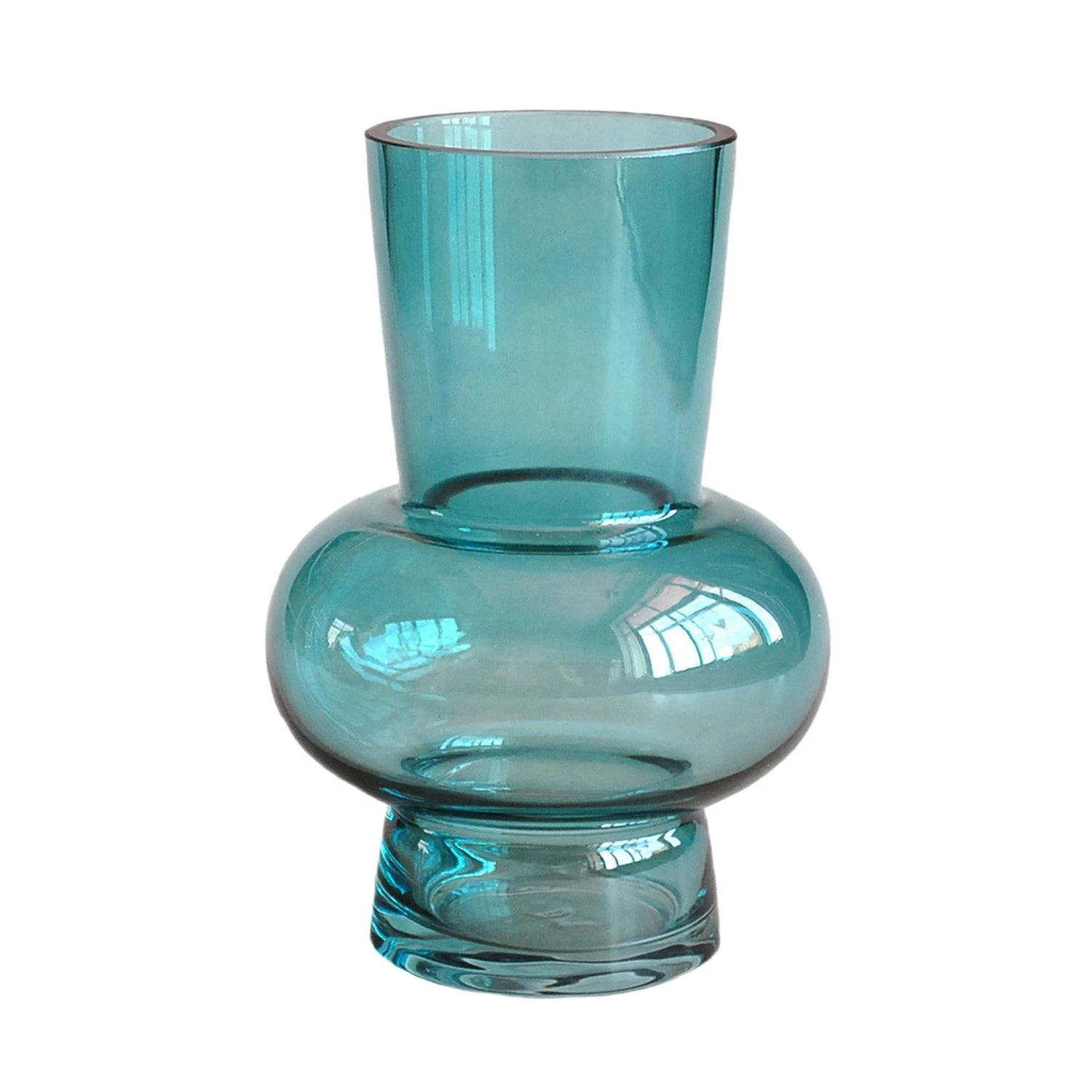 Bloemenvaas Petrol Handgeblazen - H 21 X D 13,5 Cm 1 Bloemenvaas Petrol Handgeblazen - H 21 X D 13,5 Cm