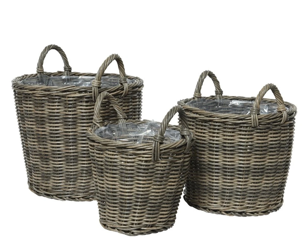 Mand Wicker Camille Grijs - Ø 34 X H 24 Cm 2 Mand Wicker Camille Grijs - Ø 34 X H 24 Cm - Afbeelding 2