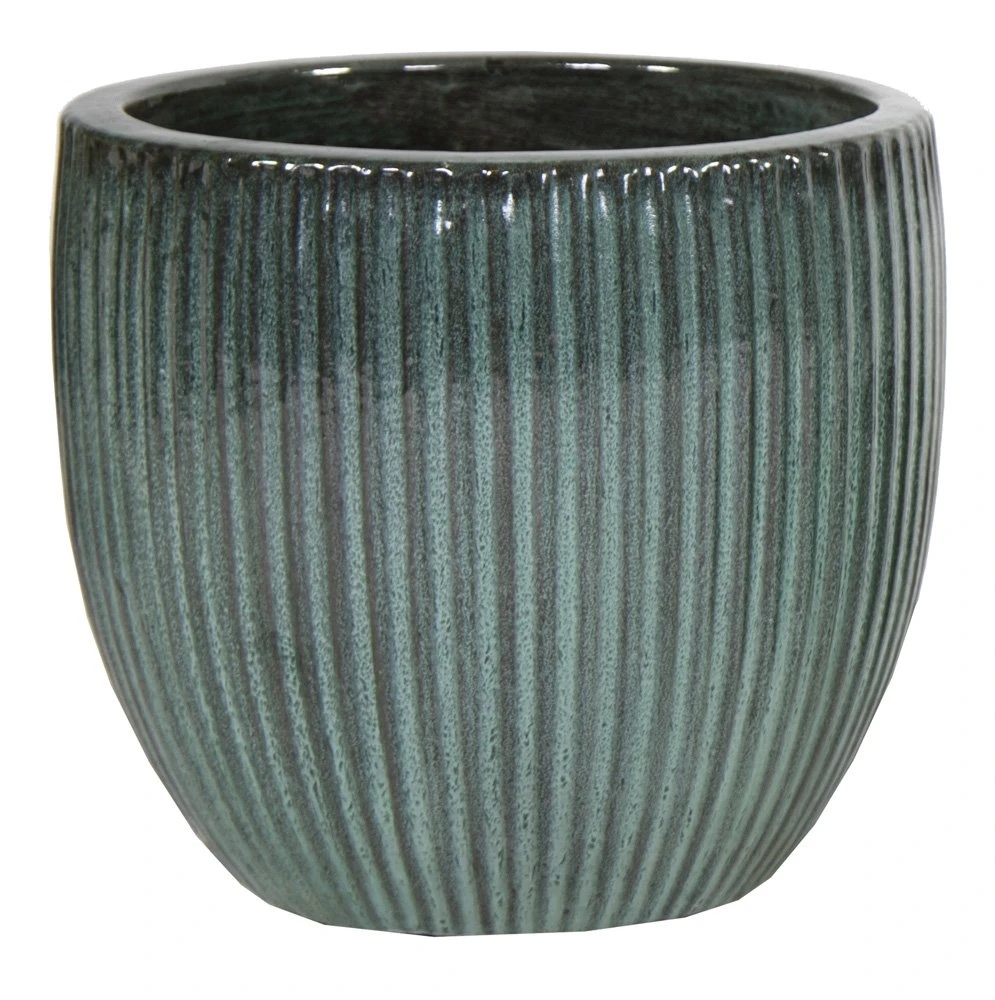 Portly Egg Rib Moss Green - Ø 20 X H 18 Cm 1 Portly Egg Rib Moss Green - Ø 20 X H 18 Cm