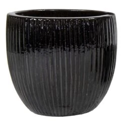 Portly Egg Rib Shiny Black - Ø 37 X H 34 Cm
