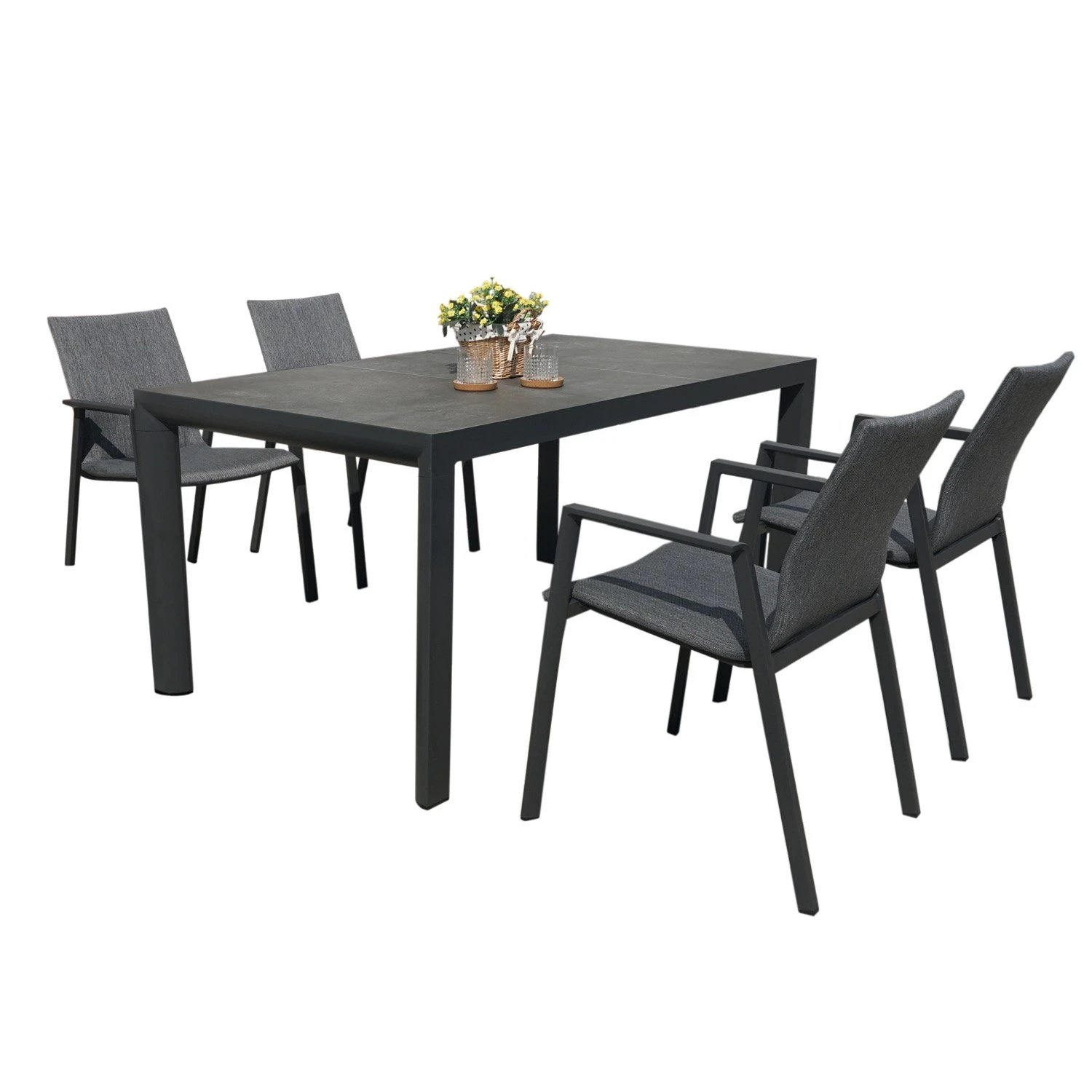 Royal Seasons ALORA Dining Set Met 4 Stoelen 1 Royal Seasons ALORA Dining Set Met 4 Stoelen