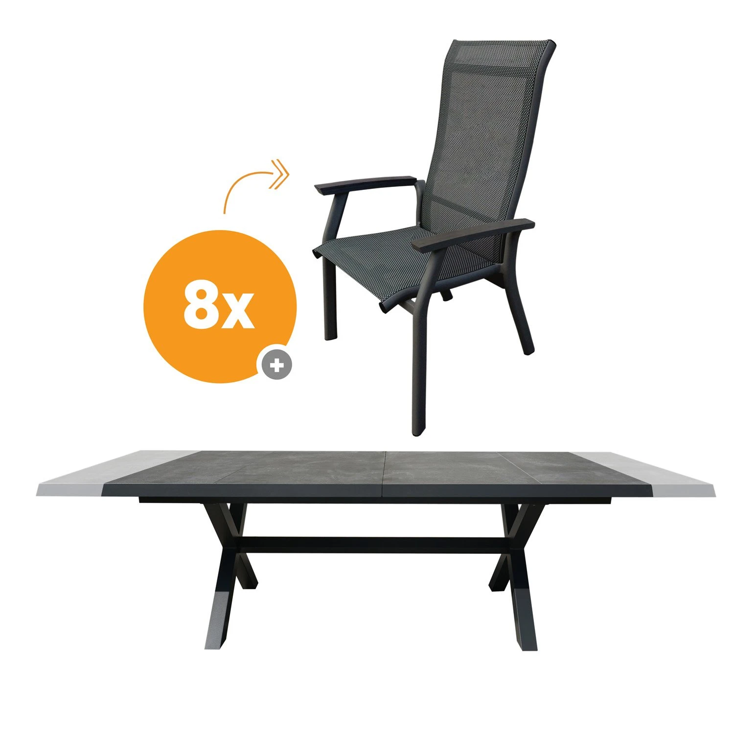 Royal Seasons PORTO Uitschuifbare Dining Set Met 8 Stoelen 1 Royal Seasons PORTO Uitschuifbare Dining Set Met 8 Stoelen