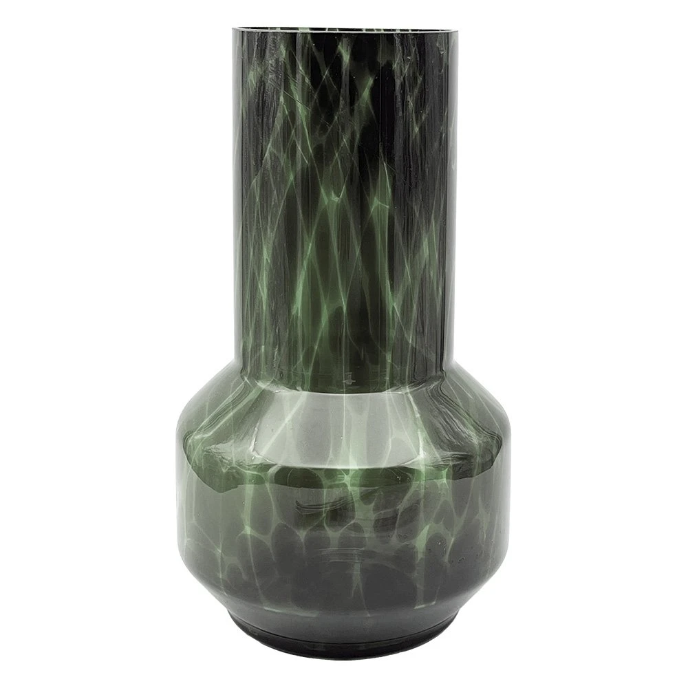 Vaas Glas Green Leopard - Ø 20 X H 35 Cm 1 Vaas Glas Green Leopard - Ø 20 X H 35 Cm