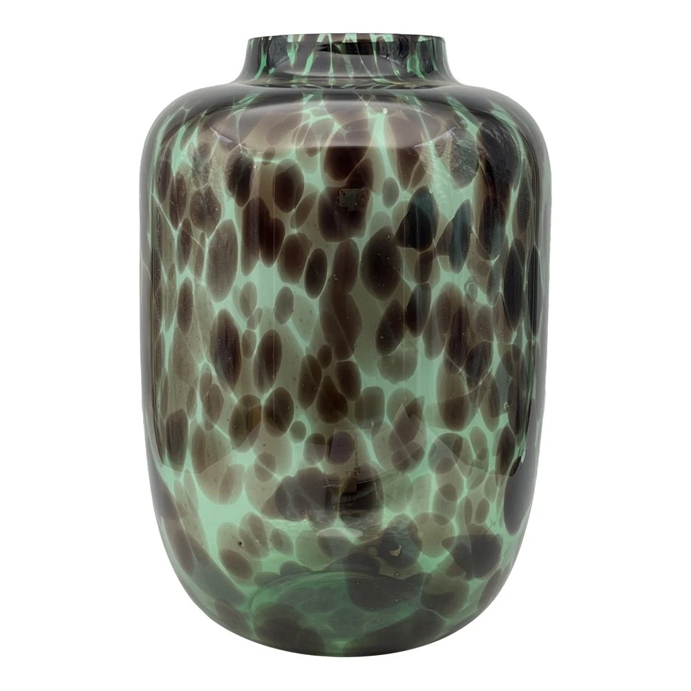 Vaas Glas Green Leopard - Ø 24 X H 34 Cm 1 Vaas Glas Green Leopard - Ø 24 X H 34 Cm
