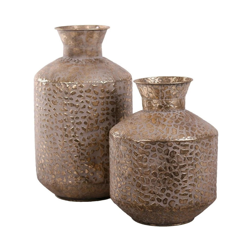 Vaas Metaal White Gold - H 35 X D 26 Cm 2 Vaas Metaal White Gold - H 35 X D 26 Cm - Afbeelding 2